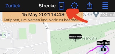 Trackansicht, Kategorie-Schaltfläche