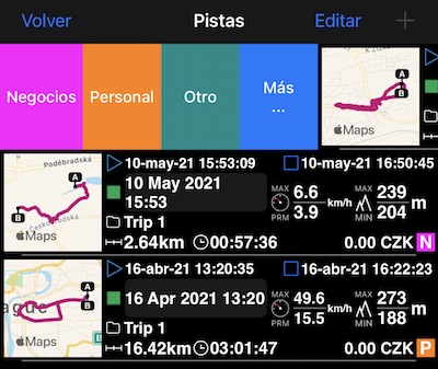 tracks list, swipe for category
