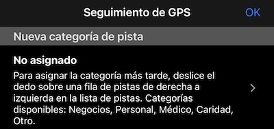 tracking settings, category section