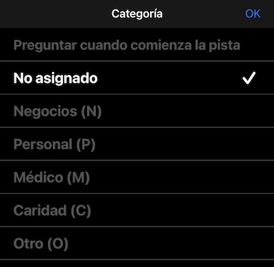 tracking settings, new track category