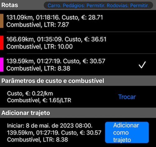 calculadora de milhagem-add-track