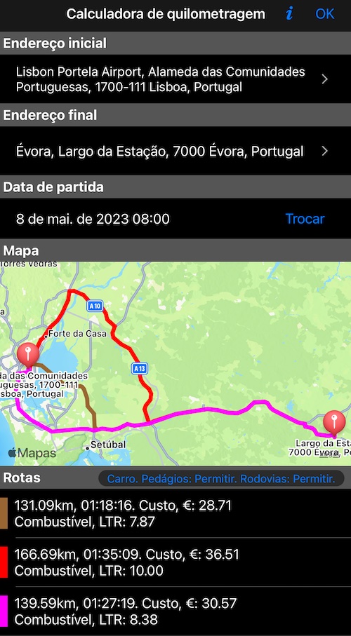 calculadora de milhagem