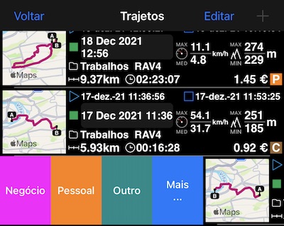 lista de faixas, deslize para categoria